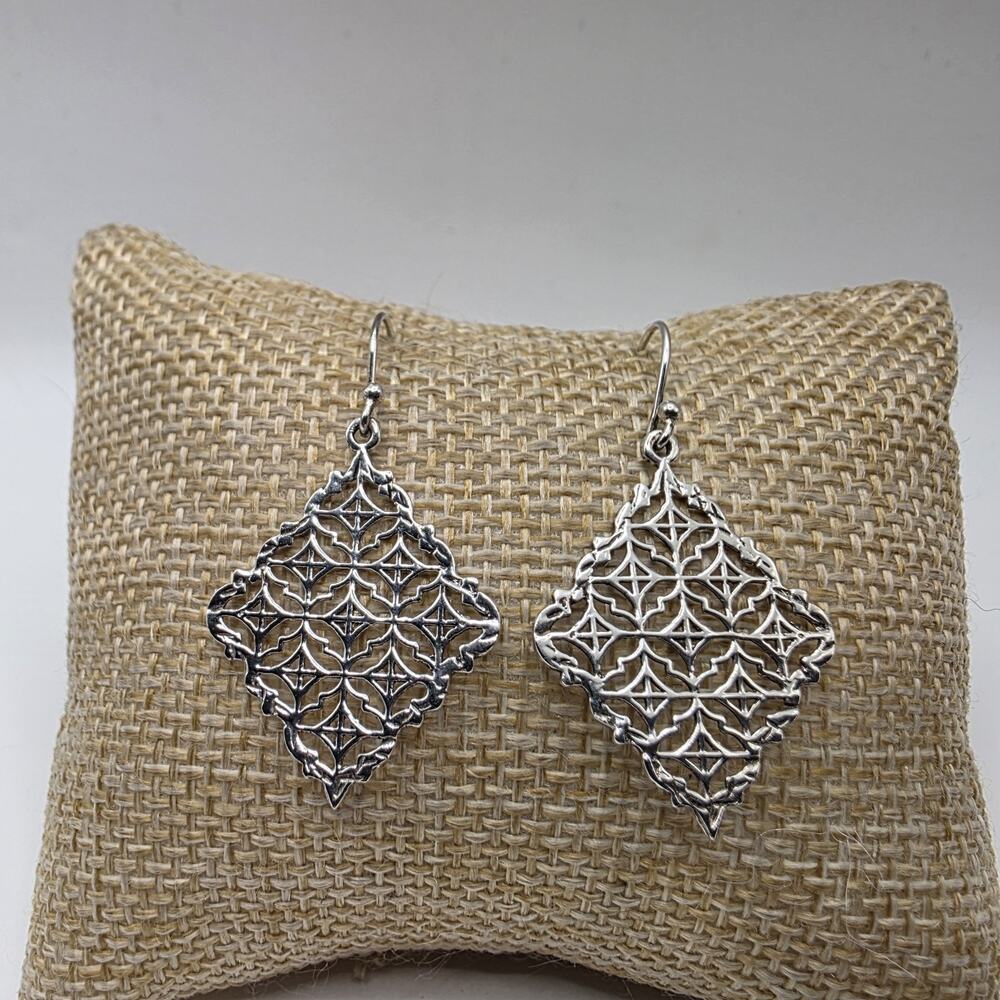 Vintage Sterling Silver Filigree Dangle Drop Earrings Lightweight